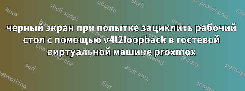 черный экран при попытке зациклить рабочий стол с помощью v4l2loopback в гостевой виртуальной машине proxmox