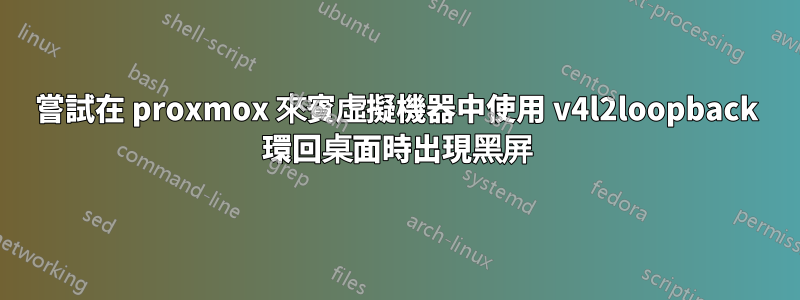 嘗試在 proxmox 來賓虛擬機器中使用 v4l2loopback 環回桌面時出現黑屏