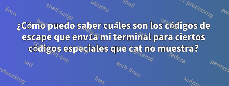 ¿Cómo puedo saber cuáles son los códigos de escape que envía mi terminal para ciertos códigos especiales que cat no muestra?