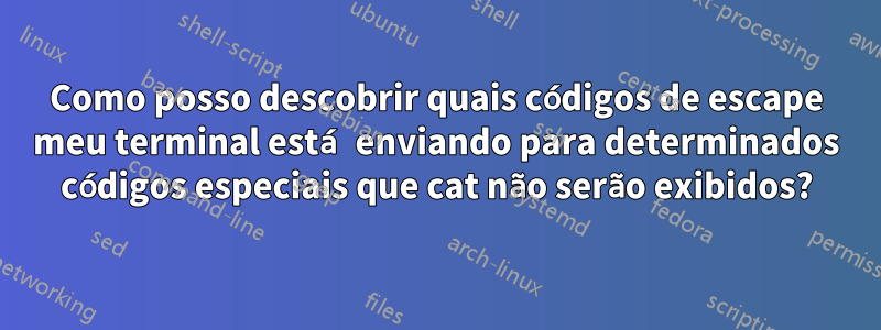 Como posso descobrir quais códigos de escape meu terminal está enviando para determinados códigos especiais que cat não serão exibidos?