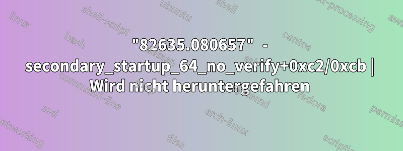 "82635.080657" - secondary_startup_64_no_verify+0xc2/0xcb | Wird nicht heruntergefahren