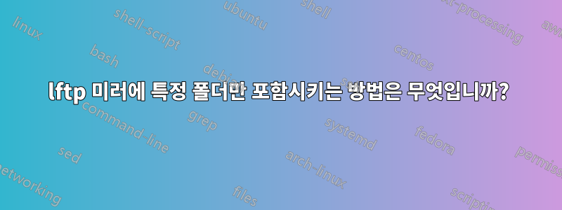 lftp 미러에 특정 폴더만 포함시키는 방법은 무엇입니까?