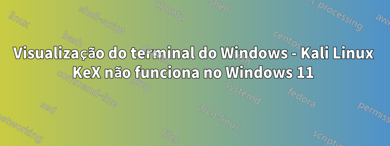 Visualização do terminal do Windows - Kali Linux KeX não funciona no Windows 11