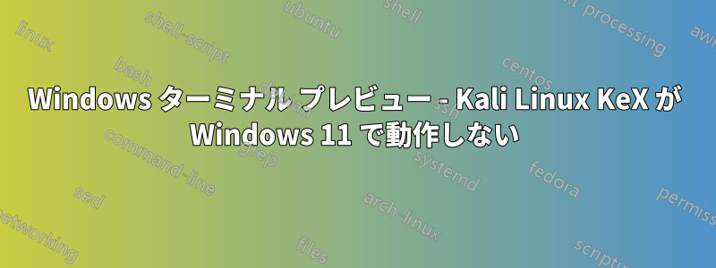 Windows ターミナル プレビュー - Kali Linux KeX が Windows 11 で動作しない