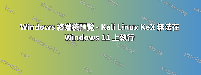 Windows 終端機預覽 - Kali Linux KeX 無法在 Windows 11 上執行