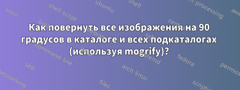 Как повернуть все изображения на 90 градусов в каталоге и всех подкаталогах (используя mogrify)?