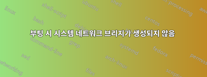 부팅 시 시스템 네트워크 브리지가 생성되지 않음