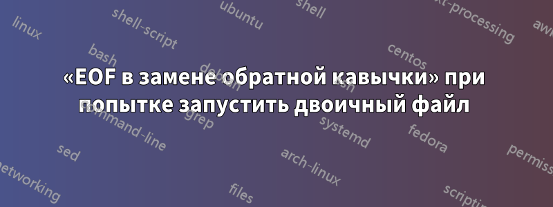 «EOF в замене обратной кавычки» при попытке запустить двоичный файл