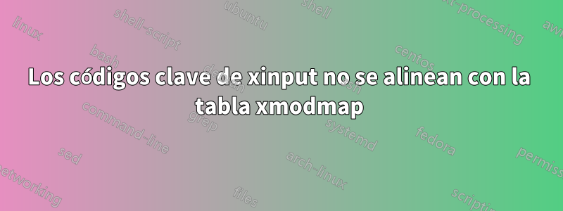 Los códigos clave de xinput no se alinean con la tabla xmodmap