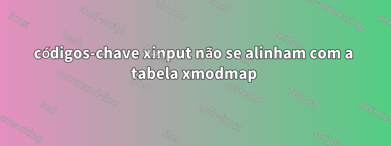 códigos-chave xinput não se alinham com a tabela xmodmap