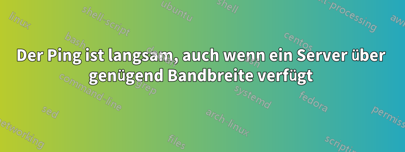 Der Ping ist langsam, auch wenn ein Server über genügend Bandbreite verfügt