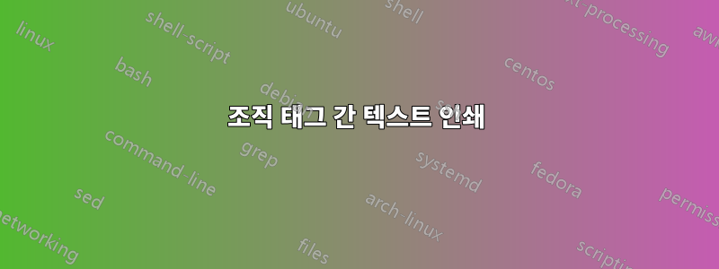 조직 태그 간 텍스트 인쇄