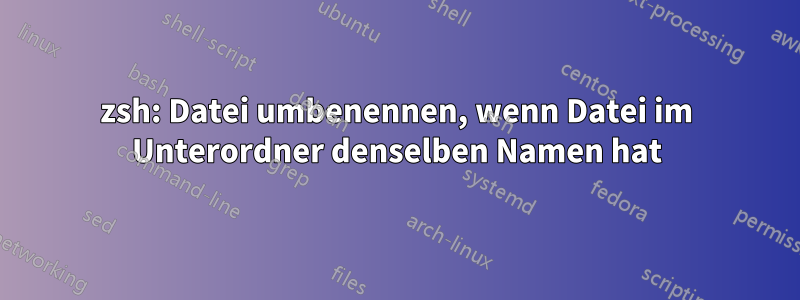 zsh: Datei umbenennen, wenn Datei im Unterordner denselben Namen hat