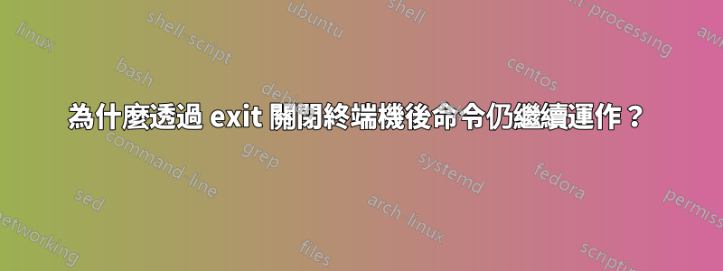 為什麼透過 exit 關閉終端機後命令仍繼續運作？