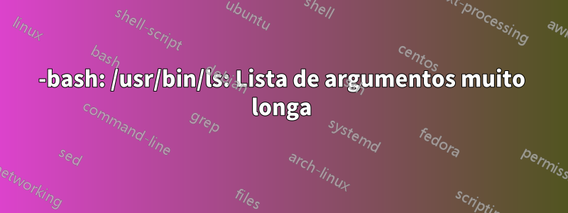 -bash: /usr/bin/ls: Lista de argumentos muito longa