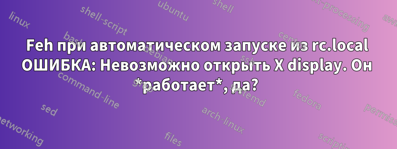 Feh при автоматическом запуске из rc.local ОШИБКА: Невозможно открыть X display. Он *работает*, да?