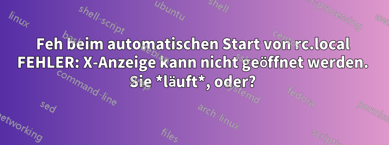 Feh beim automatischen Start von rc.local FEHLER: X-Anzeige kann nicht geöffnet werden. Sie *läuft*, oder?