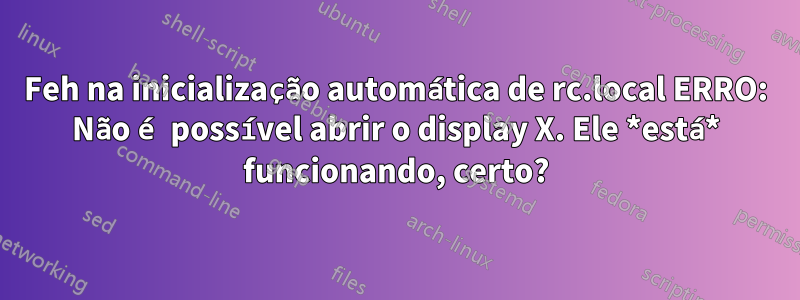 Feh na inicialização automática de rc.local ERRO: Não é possível abrir o display X. Ele *está* funcionando, certo?