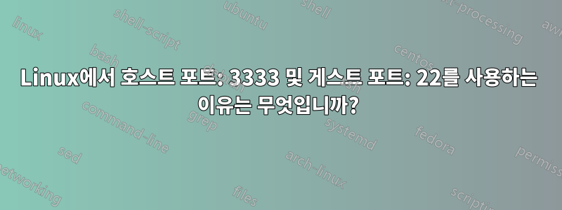 Linux에서 호스트 포트: 3333 및 게스트 포트: 22를 사용하는 이유는 무엇입니까?