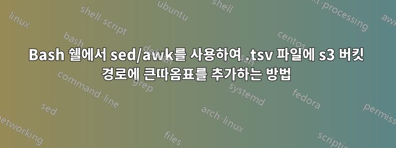 Bash 쉘에서 sed/awk를 사용하여 .tsv 파일에 s3 버킷 경로에 큰따옴표를 추가하는 방법