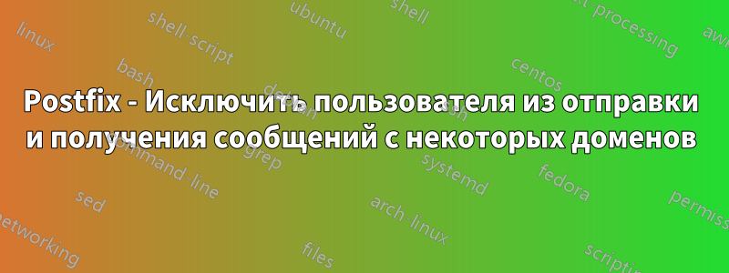 Postfix - Исключить пользователя из отправки и получения сообщений с некоторых доменов