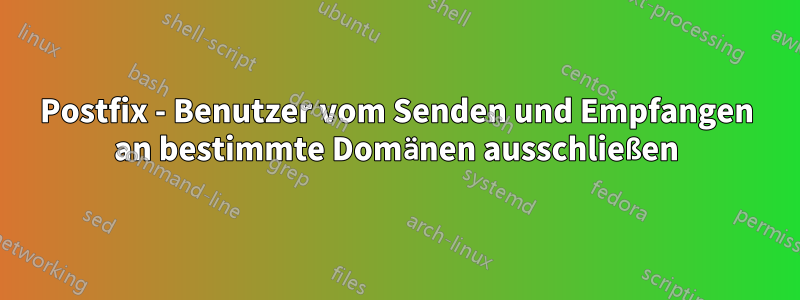 Postfix - Benutzer vom Senden und Empfangen an bestimmte Domänen ausschließen