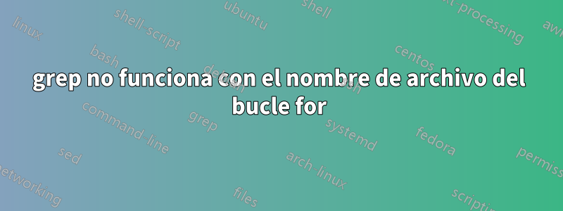 grep no funciona con el nombre de archivo del bucle for