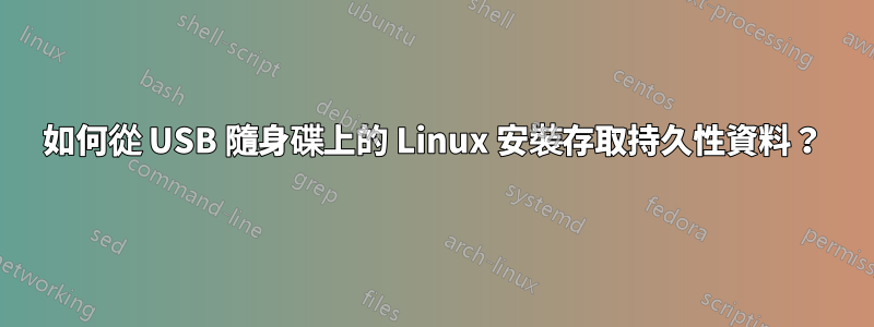 如何從 USB 隨身碟上的 Linux 安裝存取持久性資料？