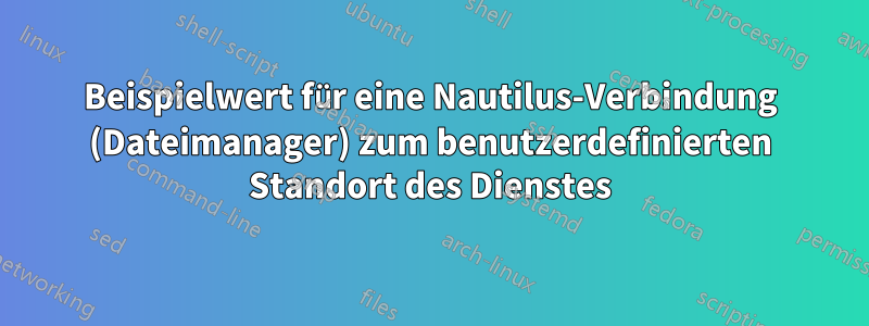 Beispielwert für eine Nautilus-Verbindung (Dateimanager) zum benutzerdefinierten Standort des Dienstes