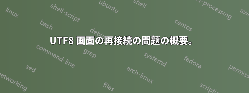 UTF8 画面の再接続の問題の概要。