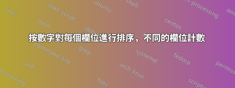 按數字對每個欄位進行排序，不同的欄位計數