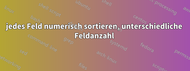 jedes Feld numerisch sortieren, unterschiedliche Feldanzahl
