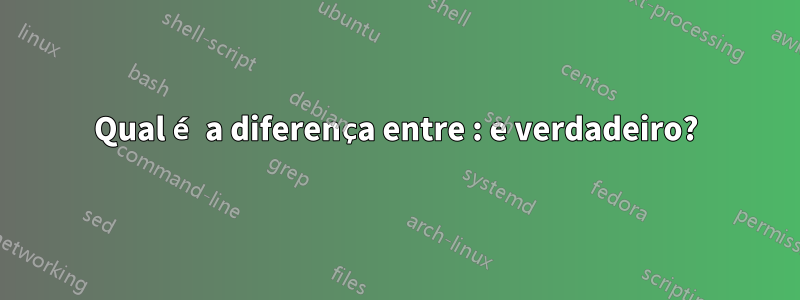 Qual é a diferença entre : e verdadeiro?