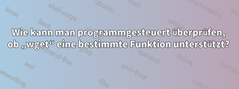 Wie kann man programmgesteuert überprüfen, ob „wget“ eine bestimmte Funktion unterstützt?