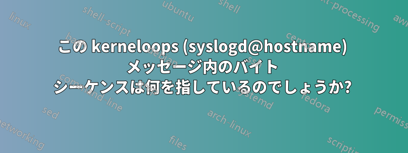 この kerneloops (syslogd@hostname) メッセージ内のバイト シーケンスは何を指しているのでしょうか?