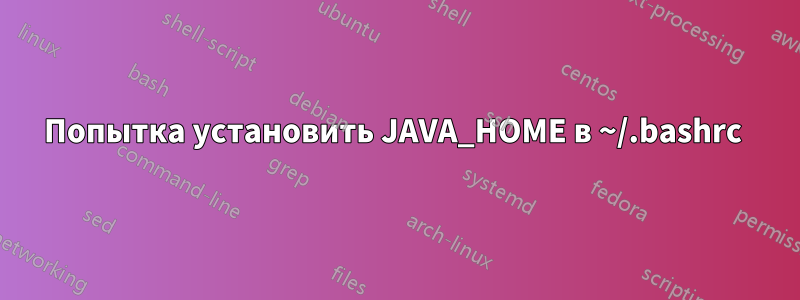 Попытка установить JAVA_HOME в ~/.bashrc 