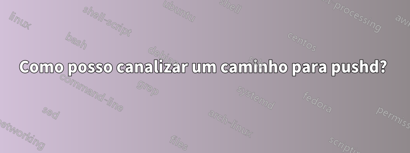 Como posso canalizar um caminho para pushd?