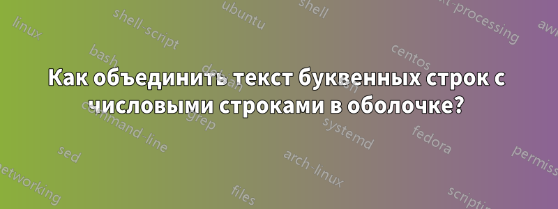 Как объединить текст буквенных строк с числовыми строками в оболочке?