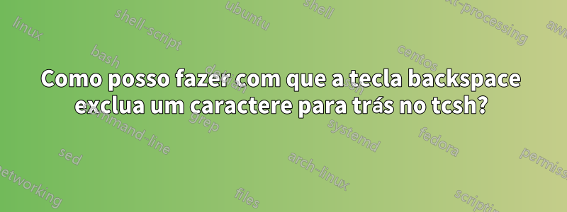 Como posso fazer com que a tecla backspace exclua um caractere para trás no tcsh?