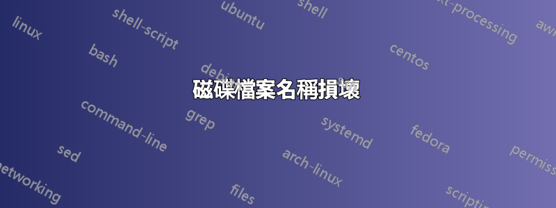 磁碟檔案名稱損壞