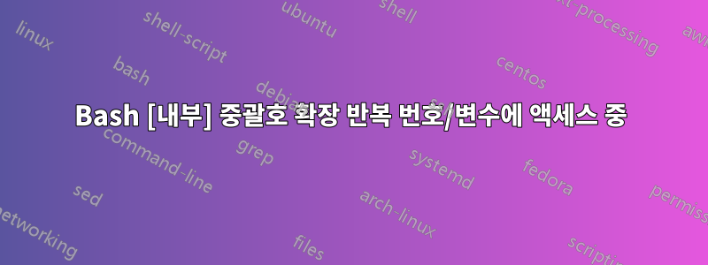 Bash [내부] 중괄호 확장 반복 번호/변수에 액세스 중