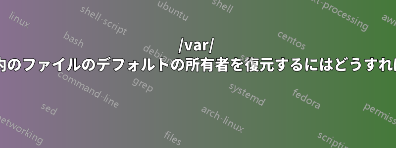 /var/ ディレクトリ内のファイルのデフォルトの所有者を復元するにはどうすればよいですか? 