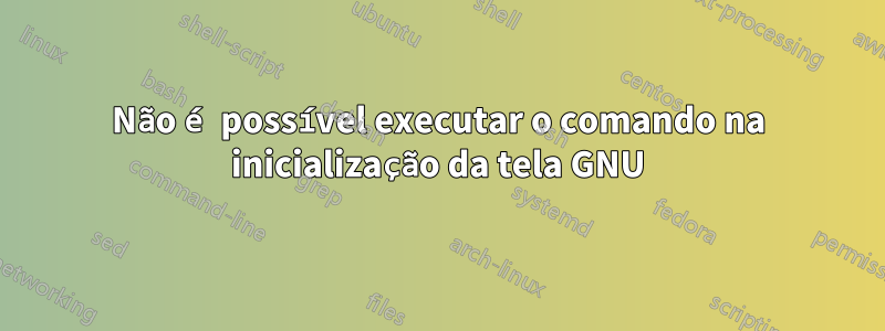 Não é possível executar o comando na inicialização da tela GNU