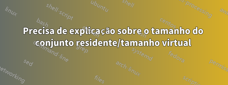 Precisa de explicação sobre o tamanho do conjunto residente/tamanho virtual