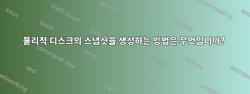 물리적 디스크의 스냅샷을 생성하는 방법은 무엇입니까?