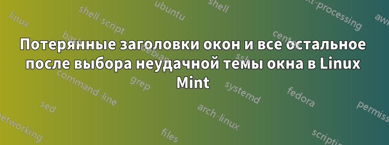 Потерянные заголовки окон и все остальное после выбора неудачной темы окна в Linux Mint