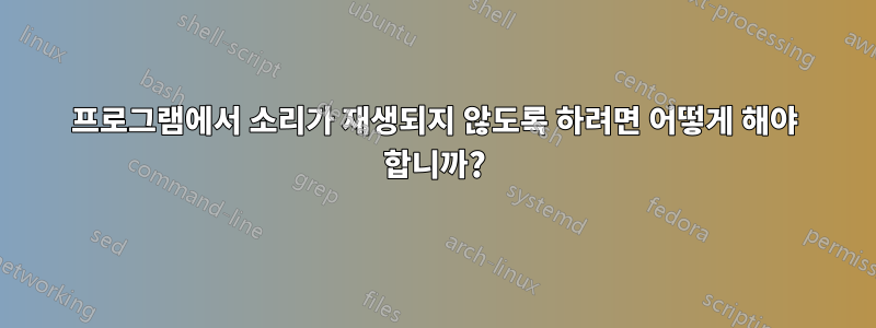 프로그램에서 소리가 재생되지 않도록 하려면 어떻게 해야 합니까?