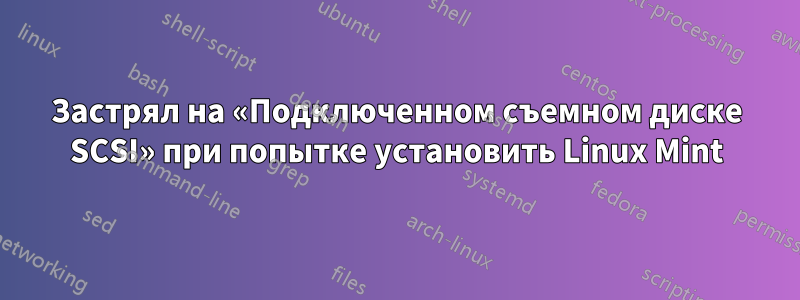 Застрял на «Подключенном съемном диске SCSI» при попытке установить Linux Mint