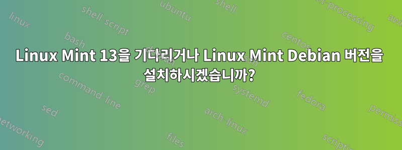 Linux Mint 13을 기다리거나 Linux Mint Debian 버전을 설치하시겠습니까?