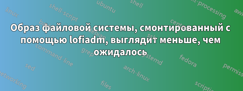 Образ файловой системы, смонтированный с помощью lofiadm, выглядит меньше, чем ожидалось